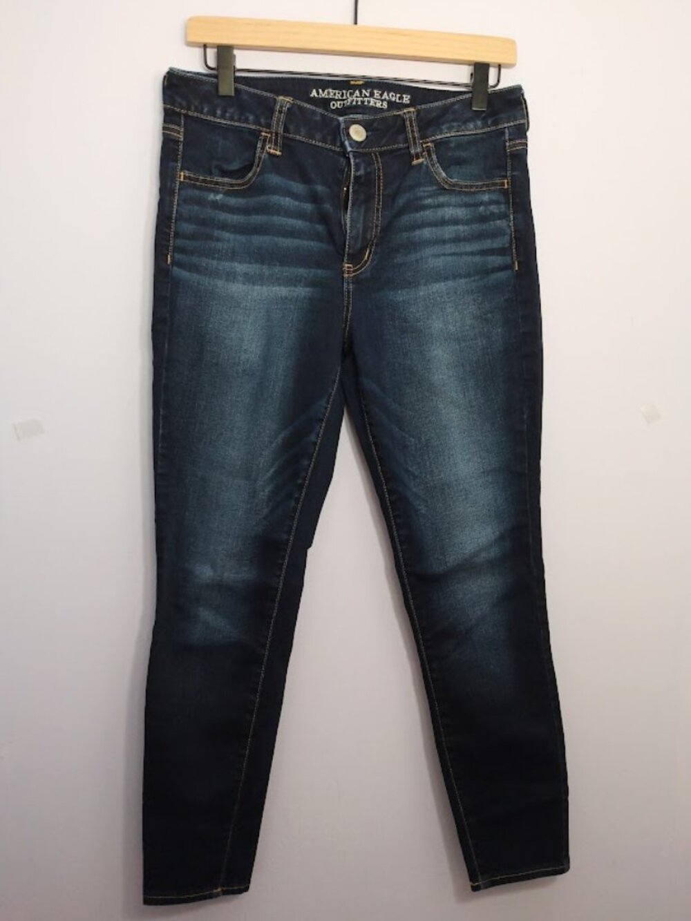 American Eagle Jeans High Rise Jegging Size 10 Short Blue Dark Wash Stretch